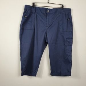 Sonoma Life + Style Capri Womens Size 24W Navy Blue Mid Rise Utility Style